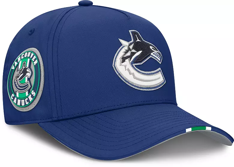 NHL Adult Vancouver Canucks Blue 2025 Draft Podium Adjustable Hat 1 NHL Adult Vancouver Canucks Blue 2025 Draft Podium Adjustable Hat