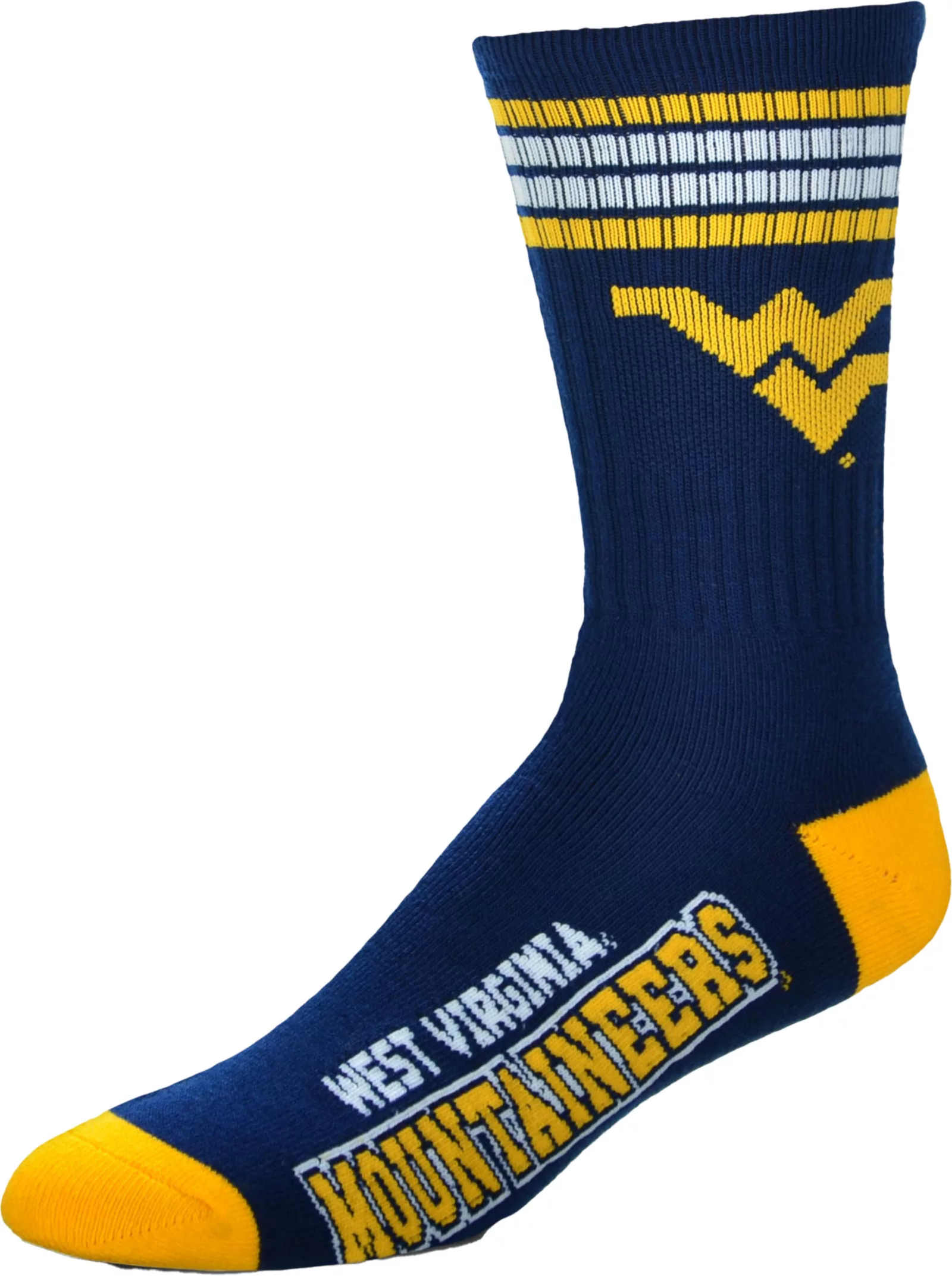 For Bare Feet Youth West Virginia Mountaineers 4-Stripe Deuce Socks 1 For Bare Feet Youth West Virginia Mountaineers 4-Stripe Deuce Socks