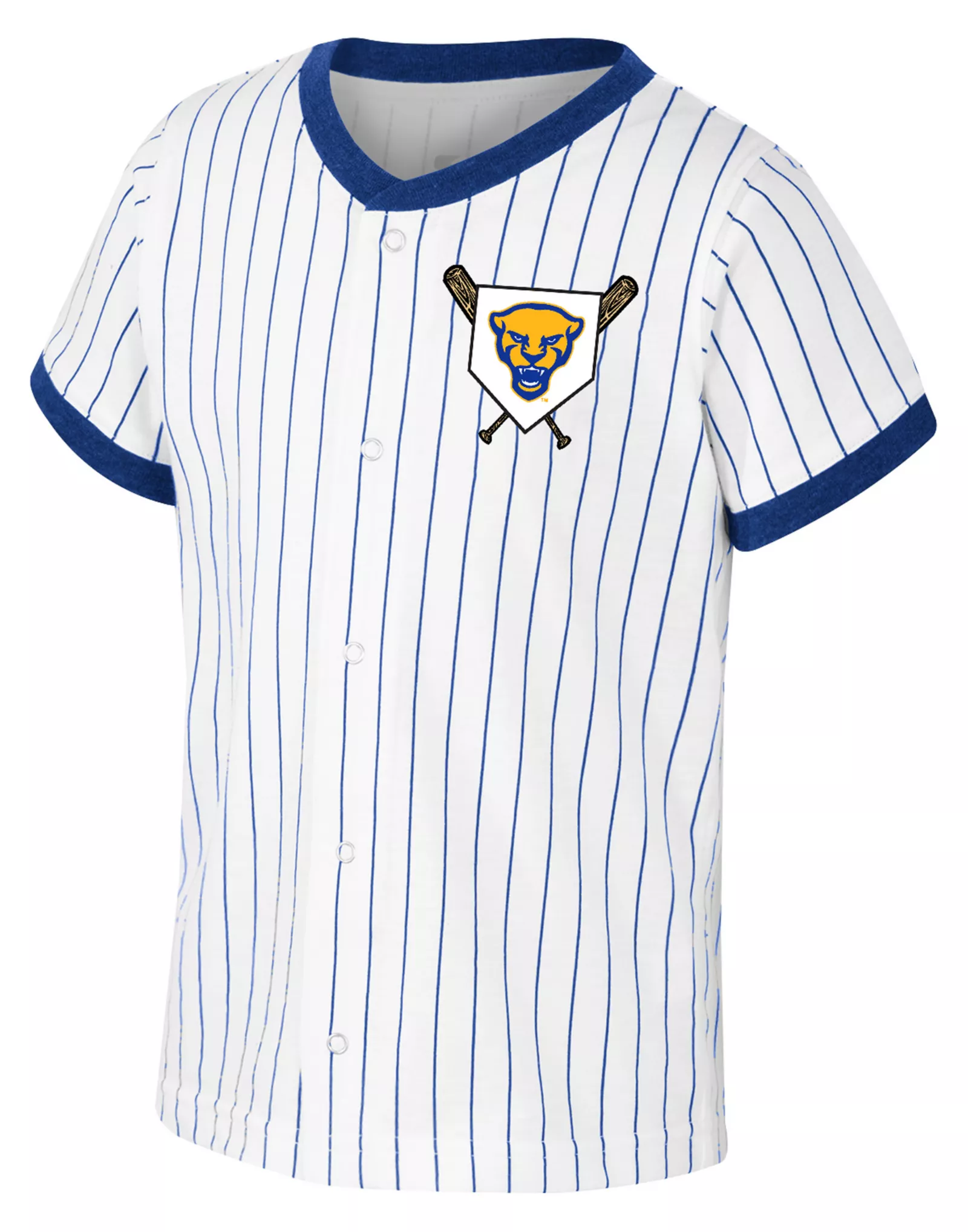 Colosseum Toddler Pitt Panthers White Dusty Baseball Snap Up T-Shirt
