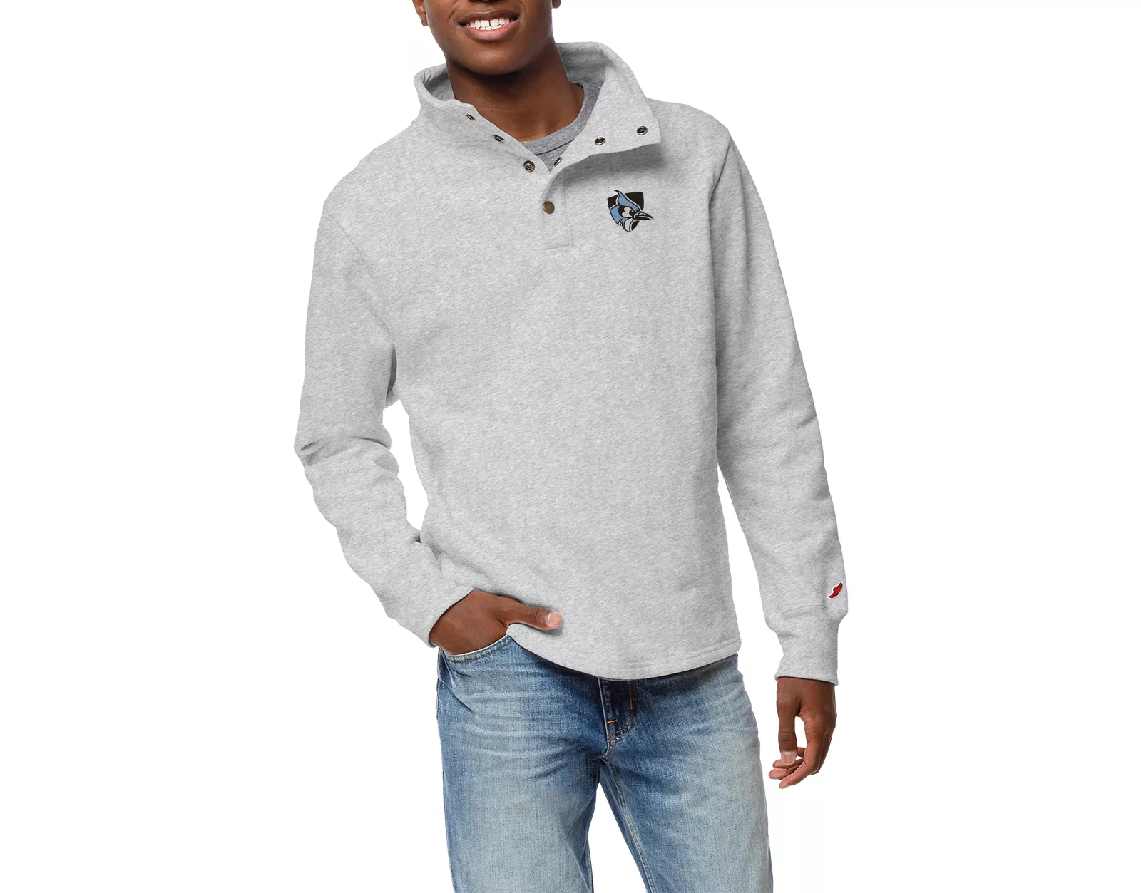 League-Legacy Men's Johns Hopkins Blue Jays Ash Snap Up Jacket 1 League-Legacy Men's Johns Hopkins Blue Jays Ash Snap Up Jacket