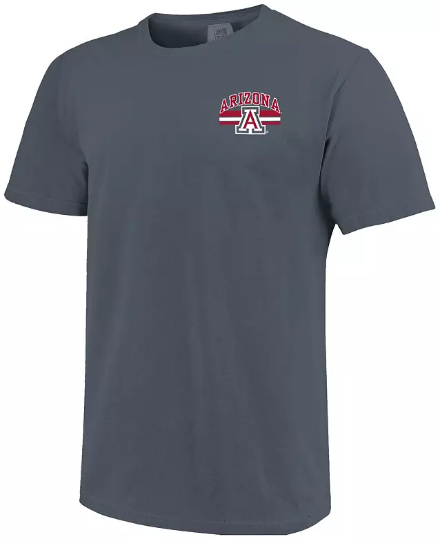 Image One Men's Arizona Wildcats Denim Mascot Arched Short Sleeve T-Shirt
