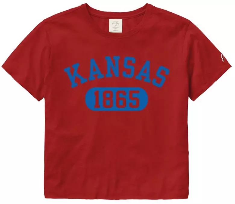 League-Legacy Women's Kansas Jayhawks Crimson Clothesline Cotton Cropped T-Shirt 2 League-Legacy Women's Kansas Jayhawks Crimson Clothesline Cotton Cropped T-Shirt